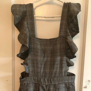 Cute plaid overalls with ruffle detailing
